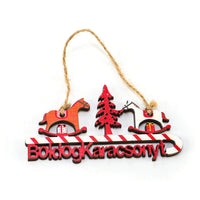 HKM-847123 Wooden Christmas Hanging Door Ornaments - Horse, Elk, Snowman, Santa Claus Designs