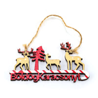 HKM-847123 Wooden Christmas Hanging Door Ornaments - Horse, Elk, Snowman, Santa Claus Designs