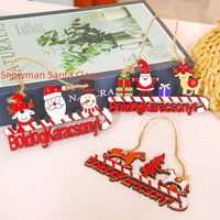 HKM-847123 Wooden Christmas Hanging Door Ornaments - Horse, Elk, Snowman, Santa Claus Designs