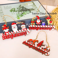 HKM-847123 Wooden Christmas Hanging Door Ornaments - Horse, Elk, Snowman, Santa Claus Designs