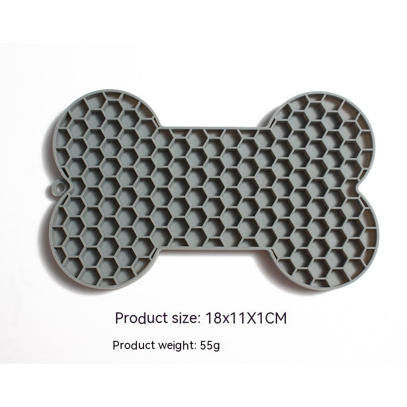 HKM-847187 Silicone Bone-Shaped Licking Pad for Dogs - Slow Feeding Mat in Multiple Colors