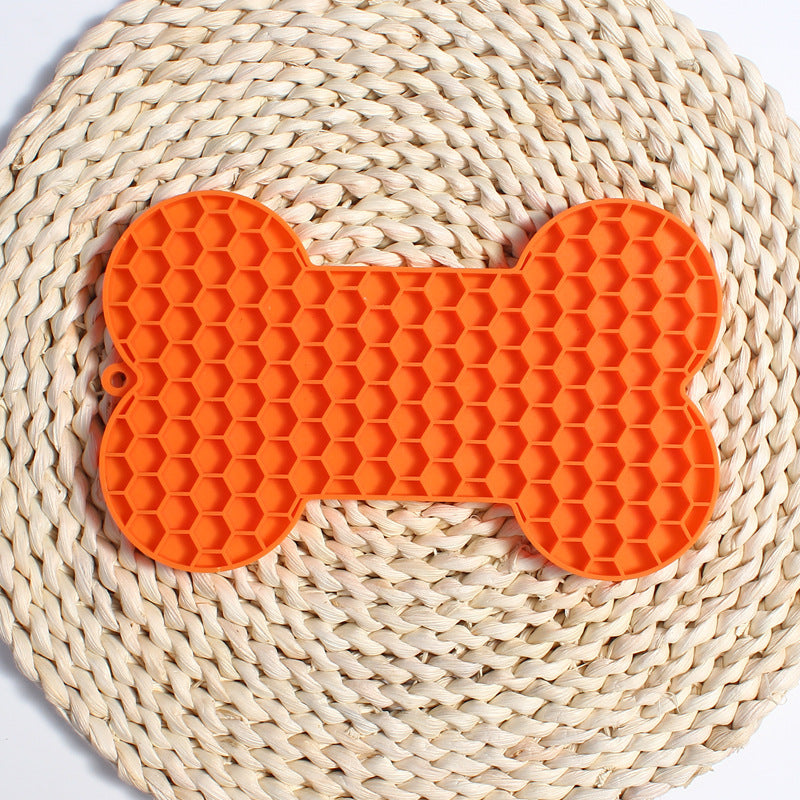 HKM-847187 Silicone Bone-Shaped Licking Pad for Dogs - Slow Feeding Mat in Multiple Colors