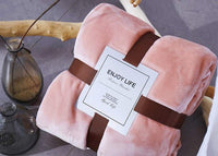 HKM-847315 Double-Sided Coral Fleece Blanket - Thick, Soft Polyester for Cozy Comfort