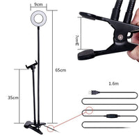 HKM-847571 Adjustable Mobile Phone Fill Light and Live Streaming Support Bracket with USB Power Source