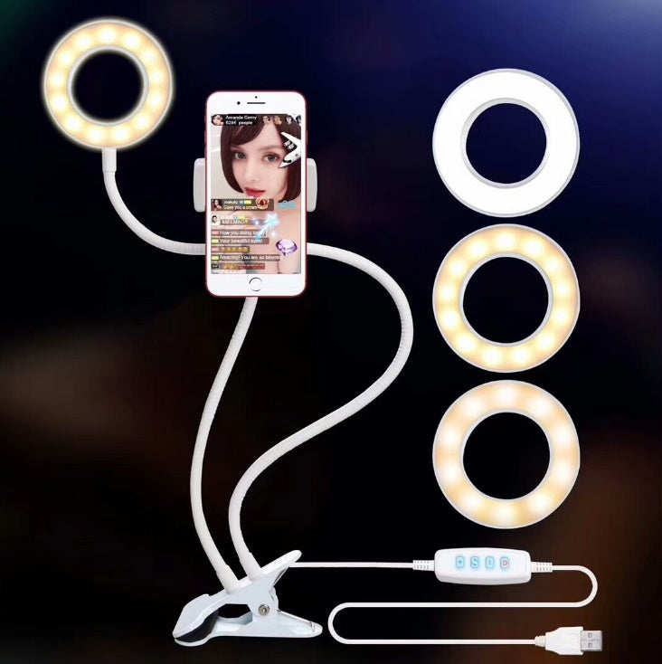 HKM-847571 Adjustable Mobile Phone Fill Light and Live Streaming Support Bracket with USB Power Source