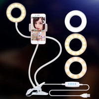 HKM-847571 Adjustable Mobile Phone Fill Light and Live Streaming Support Bracket with USB Power Source