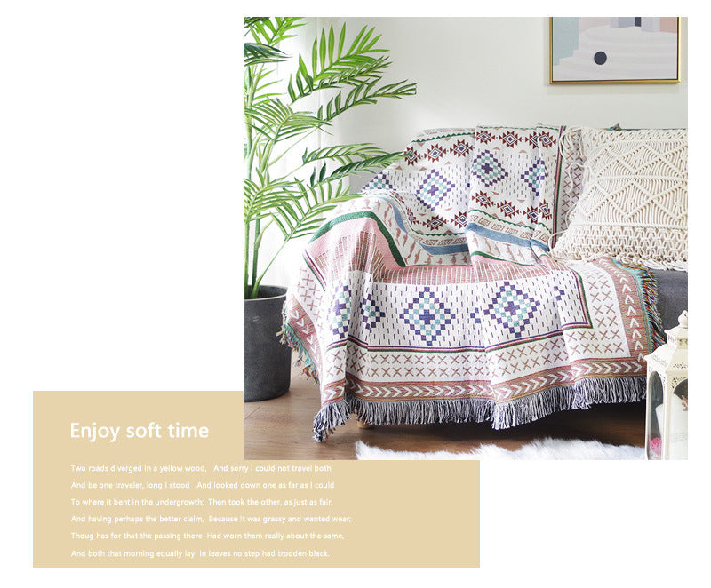 HKM-847635 Geometric Abstraction Sofa Cover - Blended Fabric, 160x220cm, Nordic Design, Dirt-Proof