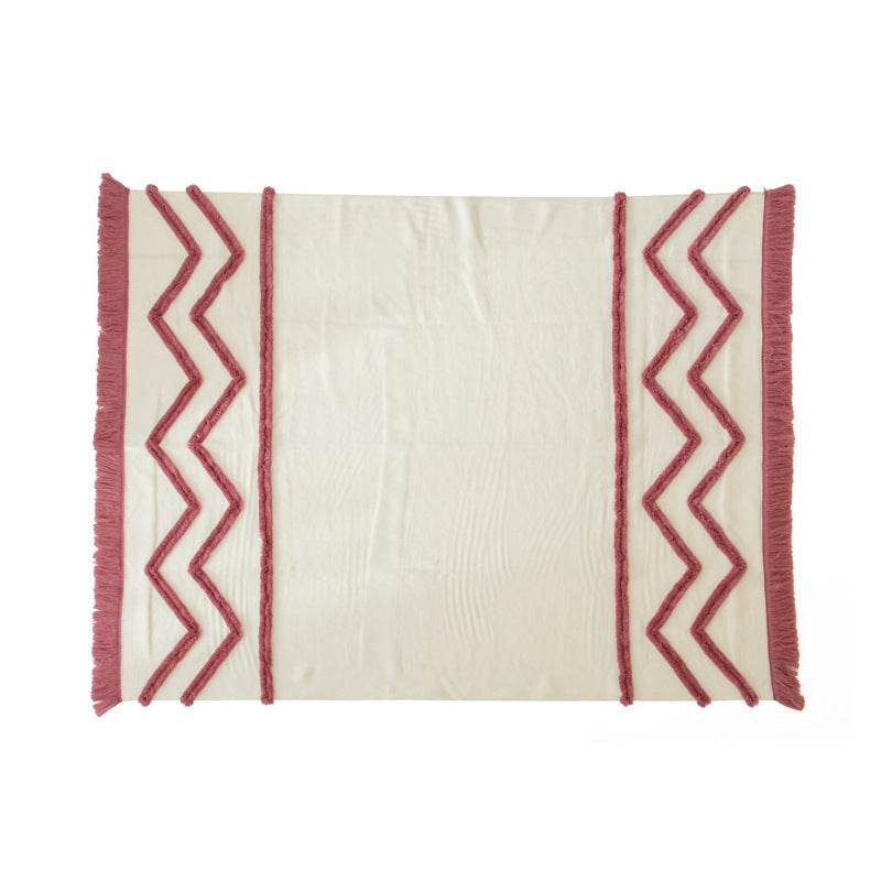 HKM-847635 Knitted Woolen Towel Blanket with Tassels for Home Decor in Nordic Style