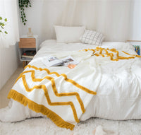 HKM-847635 Knitted Woolen Towel Blanket with Tassels for Home Decor in Nordic Style