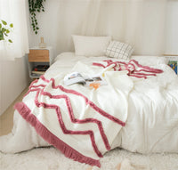HKM-847635 Knitted Woolen Towel Blanket with Tassels for Home Decor in Nordic Style