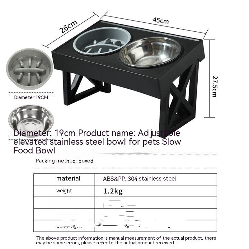 HKM-847827 Adjustable Elevated Stainless Steel Anti-Choke Slow Feeding Dog Bowl Set