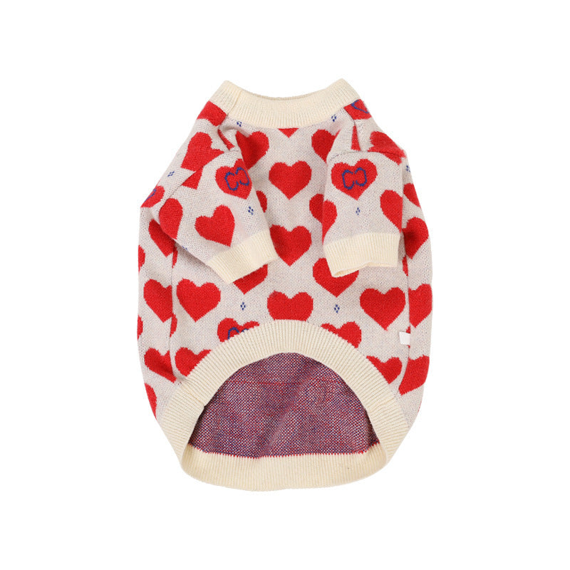 HKM-847891 Red Heart Knitted Sweater for Small Dogs and Cats in Various Sizes