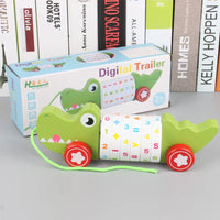 HKM-847891 Wooden Cartoon Animal Drag Car Toy for Kids - Educational Math & Cognitive Development Activity