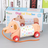 HKM-847891 Wooden Cartoon Animal Drag Car Toy for Kids - Educational Math & Cognitive Development Activity