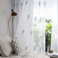 HKM-848019 Double Color Tree Shadow Embroidered Curtain with 4 Rows of Flowers in Gray White, Polyester Material, 280cm Wide