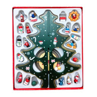 HKM-848083 Wooden Christmas Tree Desktop Decoration - Hand-Painted Red and Green Christmas Decor in Large, Medium, and Small Sizes