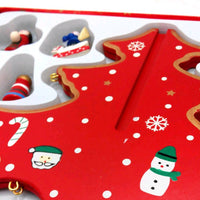 HKM-848083 Wooden Christmas Tree Desktop Decoration - Hand-Painted Red and Green Christmas Decor in Large, Medium, and Small Sizes