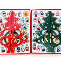HKM-848083 Wooden Christmas Tree Desktop Decoration - Hand-Painted Red and Green Christmas Decor in Large, Medium, and Small Sizes