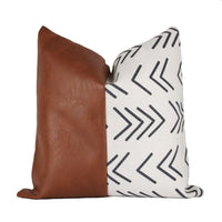 HKM-848275 Simple Solid Color PU Leather Striped Patchwork Cushion Cover - 45x45cm