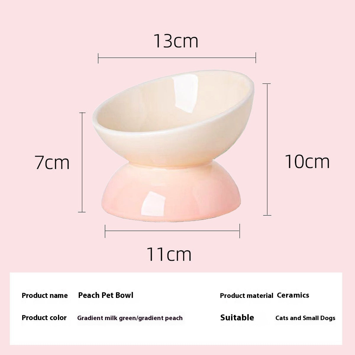 HKM-848339 Ceramic Cat Bowl with Oblique Mouth Design for Cervical Spine Protection - Large Capacity and Diameter