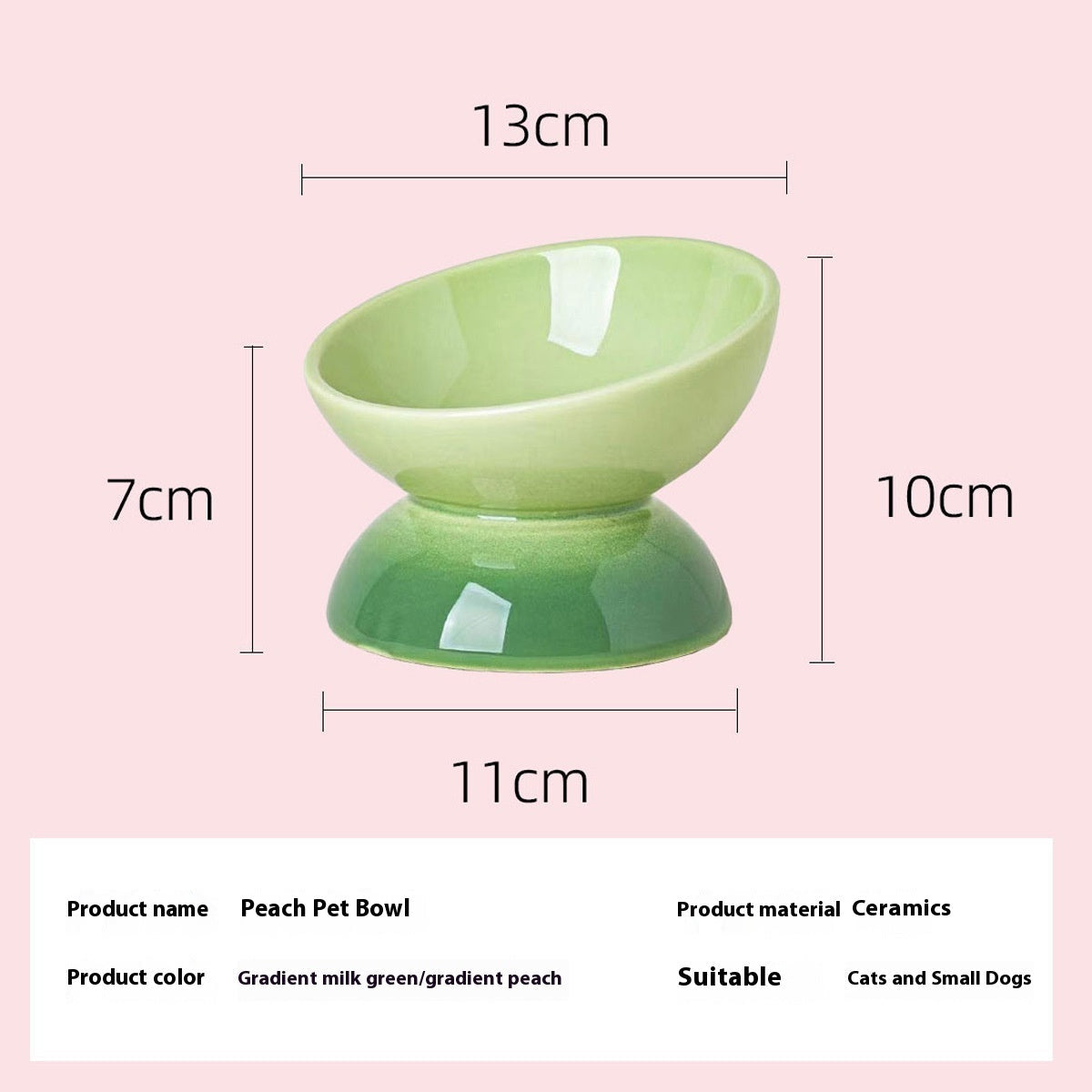 HKM-848339 Ceramic Cat Bowl with Oblique Mouth Design for Cervical Spine Protection - Large Capacity and Diameter