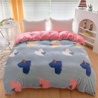 HKM-848467 Double-Sided Coral Fleece Duvet Cover with Pillowcase – Fashionable and Simple Design