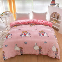 HKM-848467 Double-Sided Coral Fleece Duvet Cover with Pillowcase – Fashionable and Simple Design