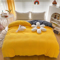 HKM-848467 Double-Sided Coral Fleece Duvet Cover with Pillowcase – Fashionable and Simple Design