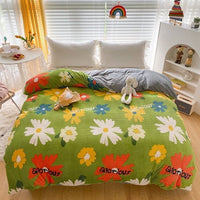 HKM-848467 Double-Sided Coral Fleece Duvet Cover with Pillowcase – Fashionable and Simple Design
