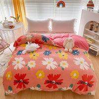 HKM-848467 Double-Sided Coral Fleece Duvet Cover with Pillowcase – Fashionable and Simple Design