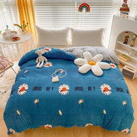 HKM-848467 Double-Sided Coral Fleece Duvet Cover with Pillowcase – Fashionable and Simple Design
