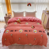 HKM-848467 Double-Sided Coral Fleece Duvet Cover with Pillowcase – Fashionable and Simple Design