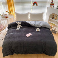 HKM-848467 Double-Sided Coral Fleece Duvet Cover with Pillowcase – Fashionable and Simple Design