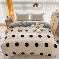 HKM-848467 Double-Sided Coral Fleece Duvet Cover with Pillowcase – Fashionable and Simple Design