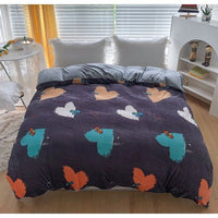 HKM-848467 Double-Sided Coral Fleece Duvet Cover with Pillowcase – Fashionable and Simple Design