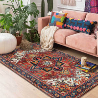 HKM-848531 Geometric Multicolor Polyester Fiber Area Rug for Living Room or Bedroom
