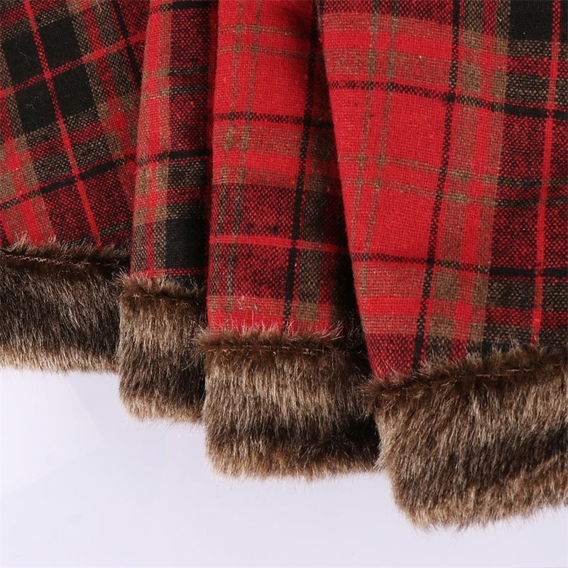 HKM-848595 Snowflake Plaid Non-Woven Christmas Tree Skirt - 48-Inch Circumference Decor