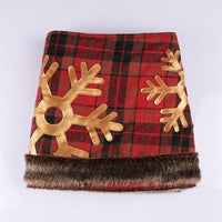 HKM-848595 Snowflake Plaid Non-Woven Christmas Tree Skirt - 48-Inch Circumference Decor