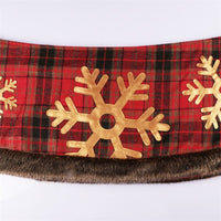 HKM-848595 Snowflake Plaid Non-Woven Christmas Tree Skirt - 48-Inch Circumference Decor
