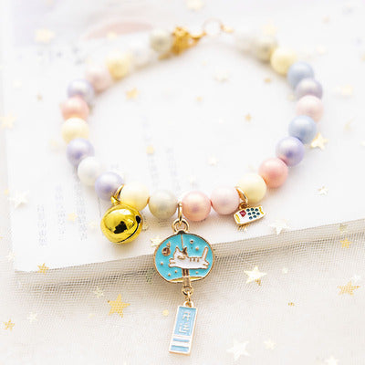 HKM-849171 Fairy Girl Cat Pearl Necklace Pendant Pet Collar