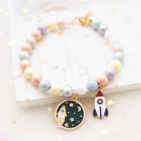 HKM-849171 Fairy Girl Cat Pearl Necklace Pendant Pet Collar
