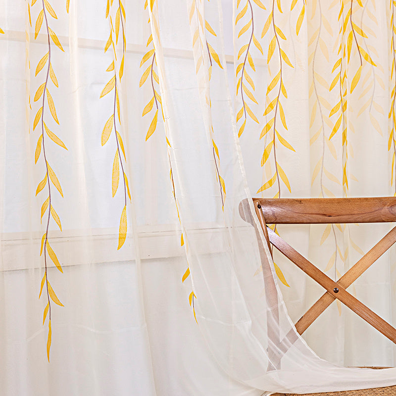 HKM-849171 Inverted Willow Wicker Printing Curtains for Living Room and Balcony Windows - Polyester Fiber, Various Sizes Available