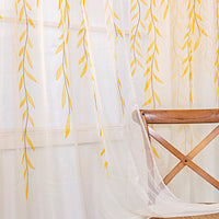 HKM-849171 Inverted Willow Wicker Printing Curtains for Living Room and Balcony Windows - Polyester Fiber, Various Sizes Available