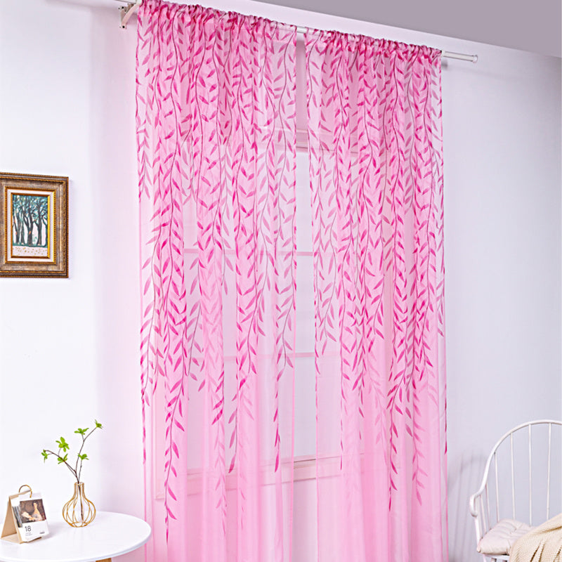 HKM-849171 Inverted Willow Wicker Printing Curtains for Living Room and Balcony Windows - Polyester Fiber, Various Sizes Available