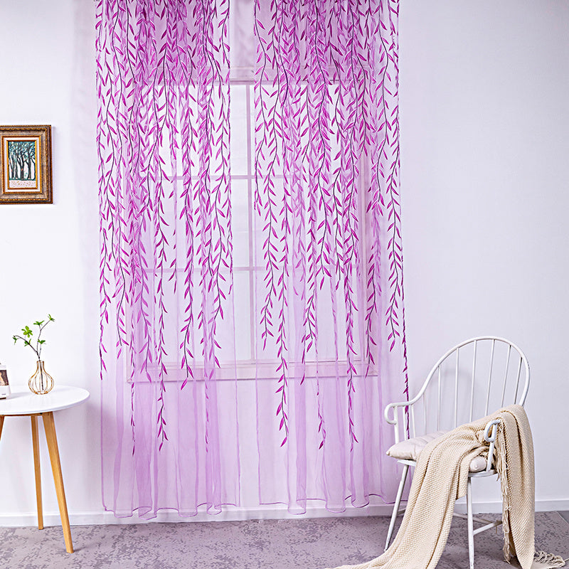 HKM-849171 Inverted Willow Wicker Printing Curtains for Living Room and Balcony Windows - Polyester Fiber, Various Sizes Available