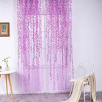 HKM-849171 Inverted Willow Wicker Printing Curtains for Living Room and Balcony Windows - Polyester Fiber, Various Sizes Available