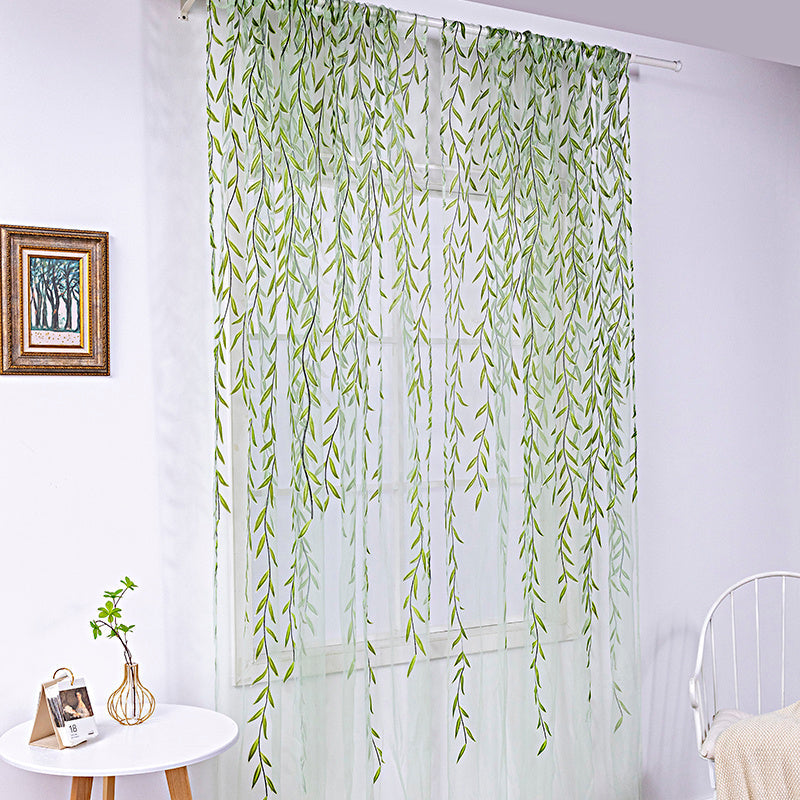 HKM-849171 Inverted Willow Wicker Printing Curtains for Living Room and Balcony Windows - Polyester Fiber, Various Sizes Available
