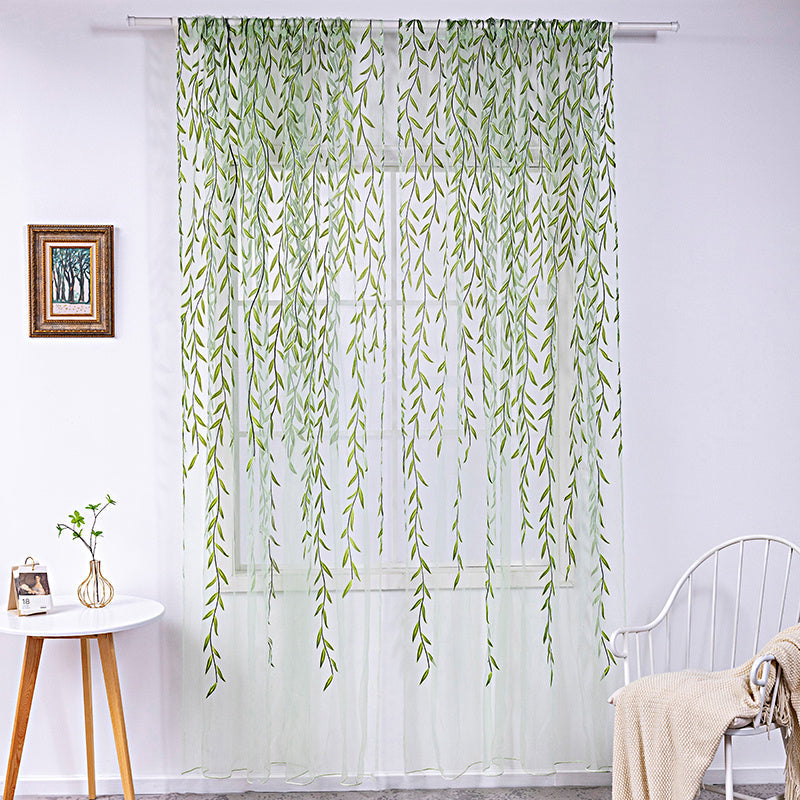 HKM-849171 Inverted Willow Wicker Printing Curtains for Living Room and Balcony Windows - Polyester Fiber, Various Sizes Available