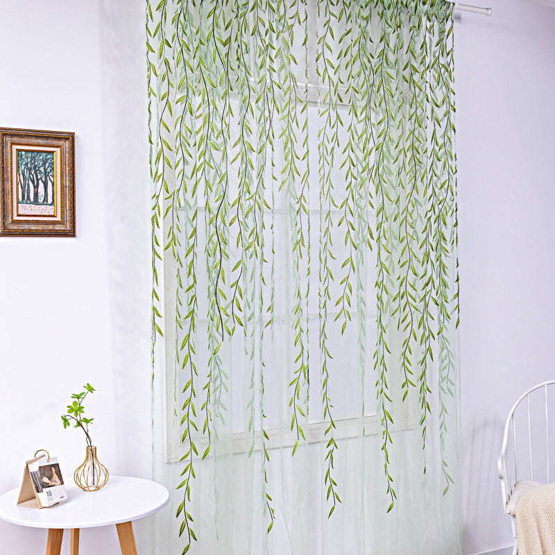 HKM-849171 Inverted Willow Wicker Printing Curtains for Living Room and Balcony Windows - Polyester Fiber, Various Sizes Available