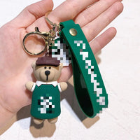 HKM-849299 Cute 3D Bear Coffee Cup PVC Keychain Pendant for Kids and Festivals